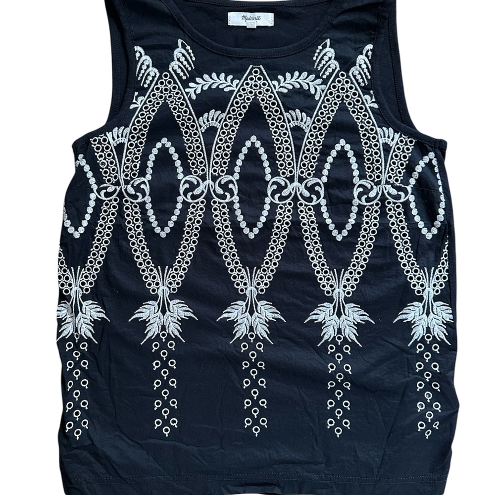 Madewell Oaxaca Embroidered Tank Black Size XS Woman’s
